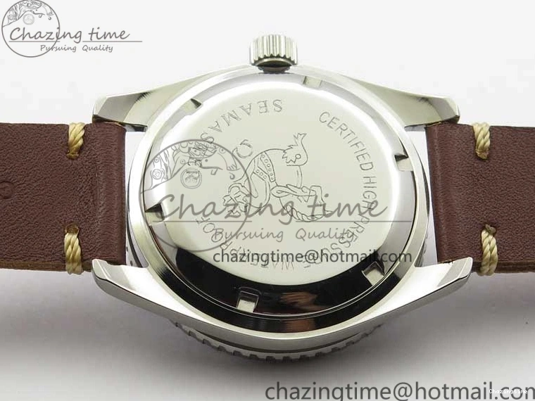 0214 Practical Vintage Seamaster 300 No Date T SS B12 Black Dial On Brown Leather Strap A2836 (Free Nylon Strap) 7910